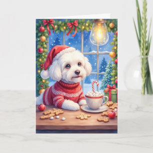 Bichon Frise Christmas Hot Cocoa Café Holiday Dog Card