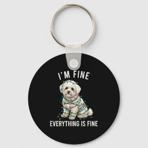 Bichon Frise Christmas I'm Fine Everything Is Fine Key Ring