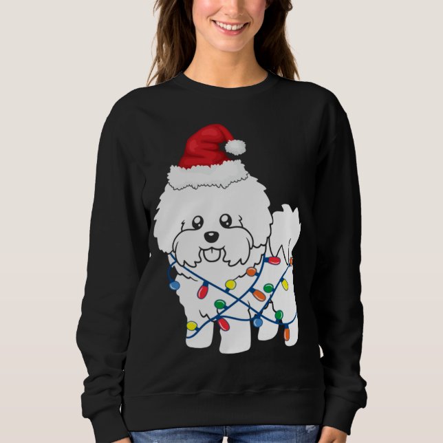 Bichon Frise Christmas Light Funny Dog Lover Gift Sweatshirt (Front)