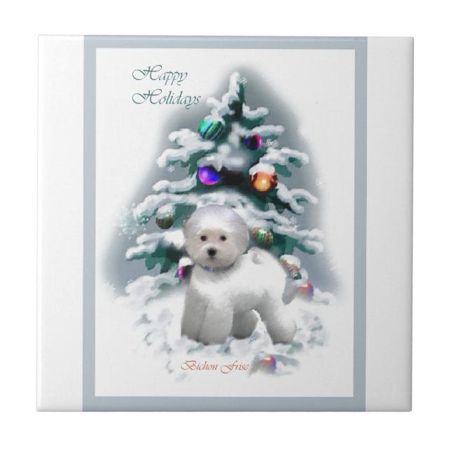 Bichon Frise Christmas Tile (Front)