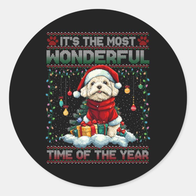 Bichon Frise Christmas Tree Decorations Dog Lover  Classic Round Sticker (Front)