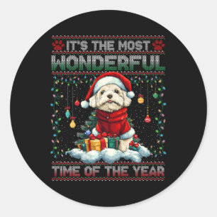 Bichon Frise Christmas Tree Decorations Dog Lover  Classic Round Sticker