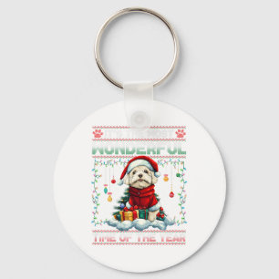 Bichon Frise Christmas Tree Decorations Dog Lover Key Ring