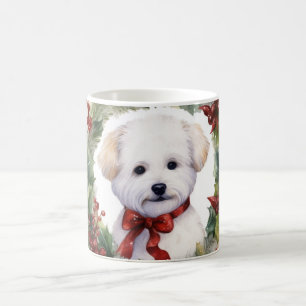 Bichon Frise Christmas Wreath Festive Pup Coffee Mug