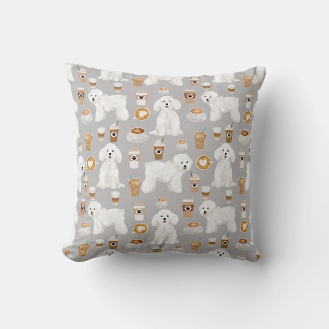 BIchon Frise Coffee Dog pillow (Front)