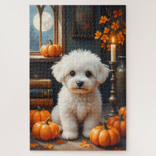 Bichon Frise Cosy Gothic Halloween Artwork Jigsaw Puzzle