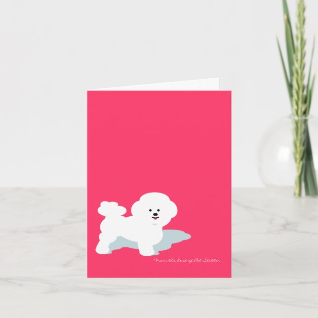 Bichon Frise Custom Note Card in Pink (Front)