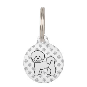 Bichon Frise Cute Cartoon Dog & Custom Pet's Info Pet Tag