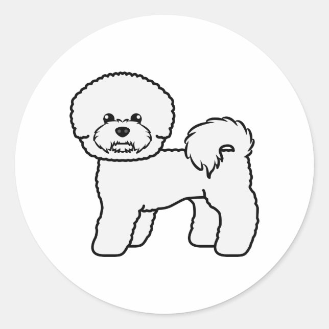 Bichon Frise Cute Cartoon Dog Illustration Classic Round Sticker (Front)
