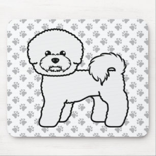 Bichon Frise Cute Cartoon Dog Illustration Mouse Mat