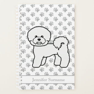 Bichon Frise Cute Cartoon Dog Illustration & Name Planner