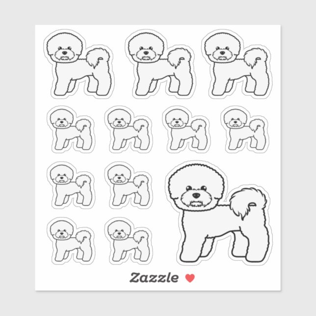 Bichon Frise Cute Cartoon Dog Illustrations (Sheet)