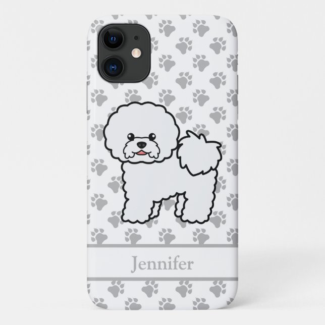 Bichon Frise Cute Cartoon Dog & Name Case-Mate iPhone Case (Back)