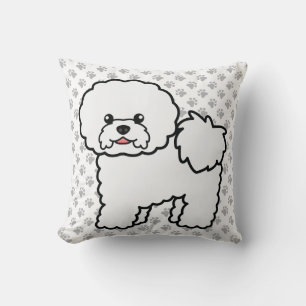 Bichon Frise Cute Cartoon Dog & Paws Cushion