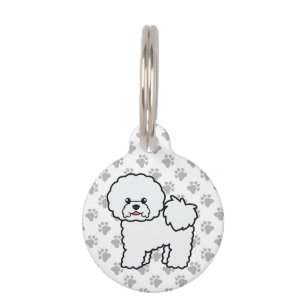 Bichon Frise Cute Cartoon Dog & Pet's Info Pet Tag