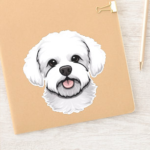 Bichon Frise Cute Dog Face Puppy Cartoon Contour