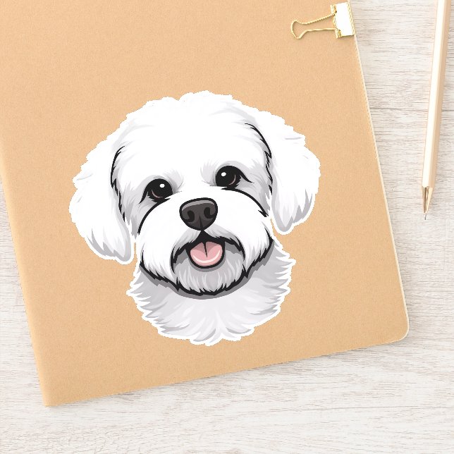Bichon Frise Cute Dog Face Puppy Cartoon Contour (Notebook)