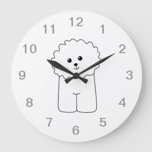 Bichon Frise, Cute Dog. Large Clock