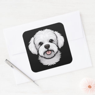 Bichon Frise Cute Funny Puppy Dog Stationery Square Sticker