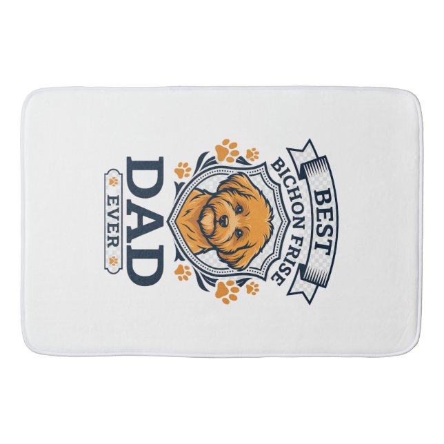 Bichon Frise Dad Ever Dog Paw Prints Bath Mat (Front)