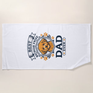 Bichon Frise Dad Ever Dog Paw Prints Beach Towel