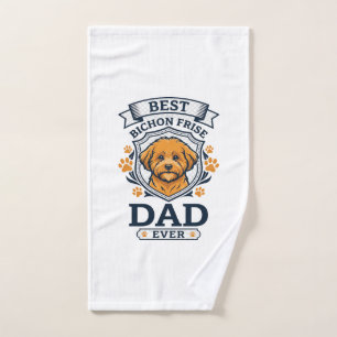 Bichon Frise Dad Ever Dog Paw Prints Hand Towel