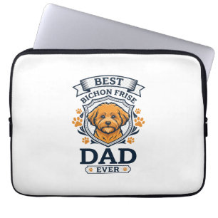 Bichon Frise Dad Ever Dog Paw Prints Laptop Sleeve