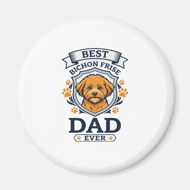 Bichon Frise Dad Ever Dog Paw Prints Magnet (Front)