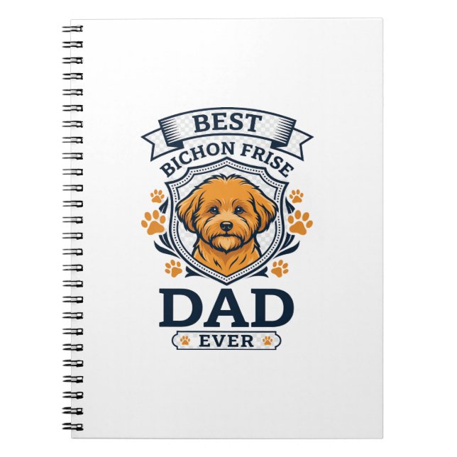 Bichon Frise Dad Ever Dog Paw Prints Notebook (Front)
