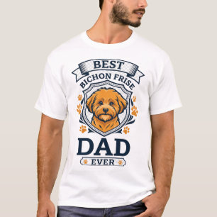 Bichon Frise Dad Ever Dog Paw Prints T-Shirt