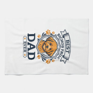 Bichon Frise Dad Ever Dog Paw Prints Tea Towel
