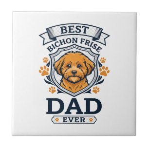 Bichon Frise Dad Ever Dog Paw Prints Tile