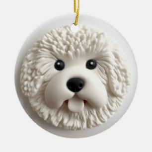Bichon Frise Dog 3D Inspired Ceramic Tree Decoration