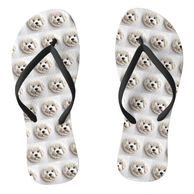 Bichon Frise Dog 3D Inspired Flip Flops (Footbed)