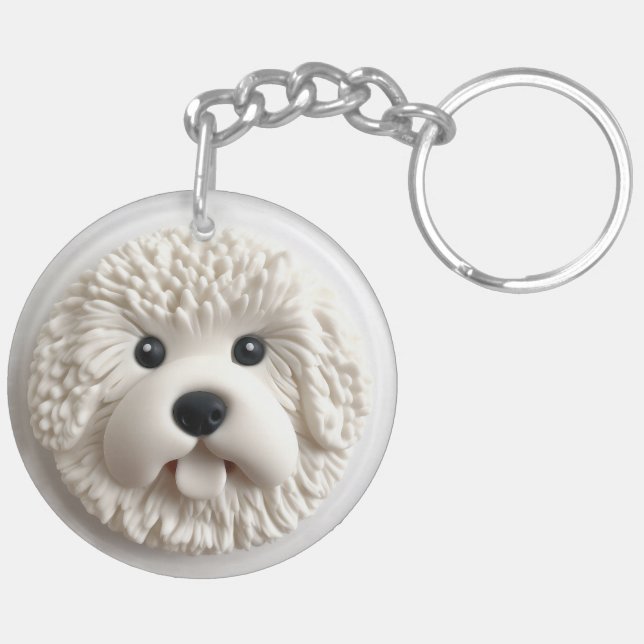 Bichon Frise Dog 3D Inspired Key Ring (Back Right)