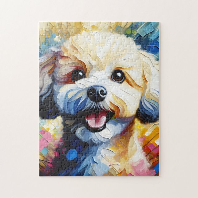 Bichon Frise Dog Acrylic Art Print Dog Lover Gift Jigsaw Puzzle (Vertical)