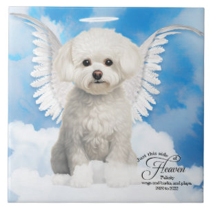 Bichon Frise Dog Angel Custom Pet Memorial Tile
