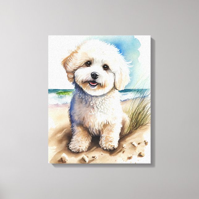 Bichon Frise Dog Art Painting Canvas Print (Front)