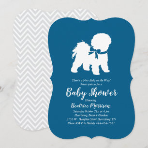 Bichon Frise Dog Baby Shower Boy Blue Invitation