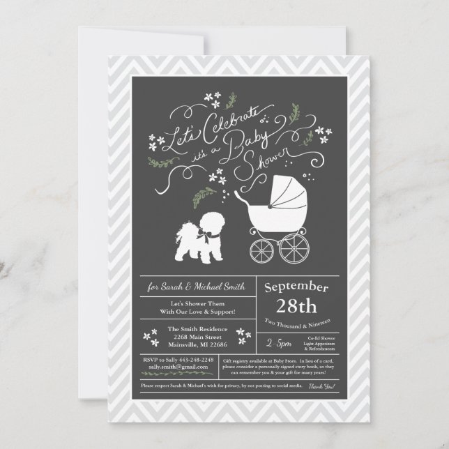 Bichon Frise Dog Baby Shower Gender Neutral Invitation (Front)