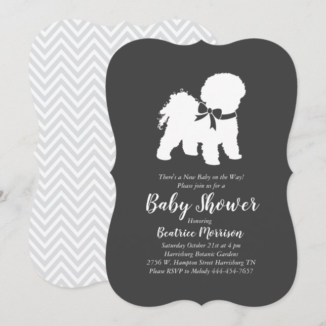 Bichon Frise Dog Baby Shower Gender Neutral Invitation (Front/Back)