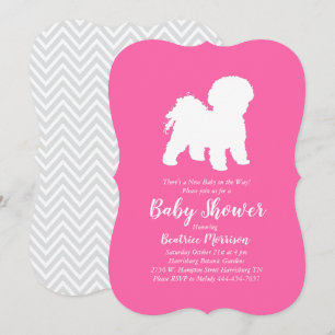 Bichon Frise Dog Baby Shower Girl Pink Invitation
