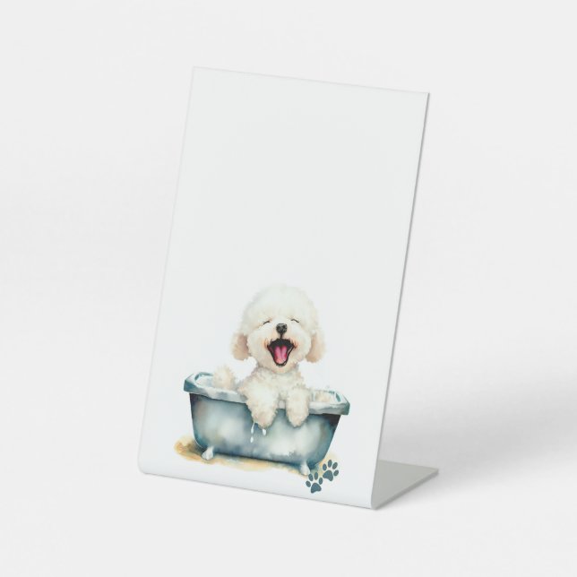 Bichon Frise Dog Blank Menu Pedestal Sign (Front)