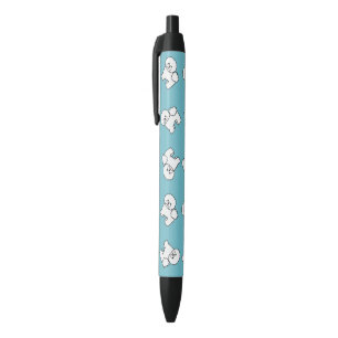 Bichon Frise Dog Breed Pattern On Blue Black Ink Pen