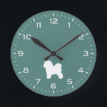 Bichon Frise Dog Breed Silhouette Round Clock<br><div class="desc">A fun wall clock for the home or office. Makes an original gift for Bichon Frise lovers. Check out Jenn’s Doodle World for even more decorative clocks and dog breed themed home decor.</div>