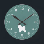 Bichon Frise Dog Breed Silhouette Round Clock<br><div class="desc">A fun wall clock for the home or office. Makes an original gift for Bichon Frise lovers. Check out Jenn’s Doodle World for even more decorative clocks and dog breed themed home decor.</div>
