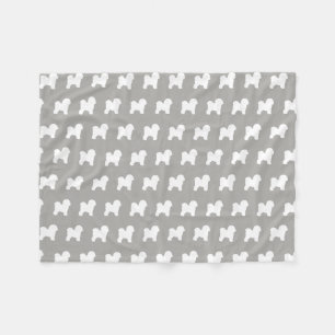 Bichon Frise Dog Breed Silhouettes Pattern Fleece Blanket