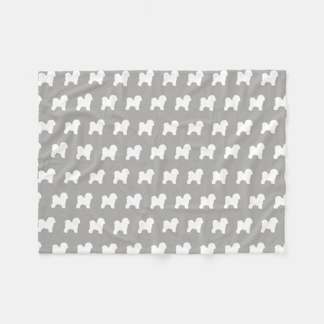 Bichon Frise Dog Breed Silhouettes Pattern Fleece Blanket (Front (Horizontal))