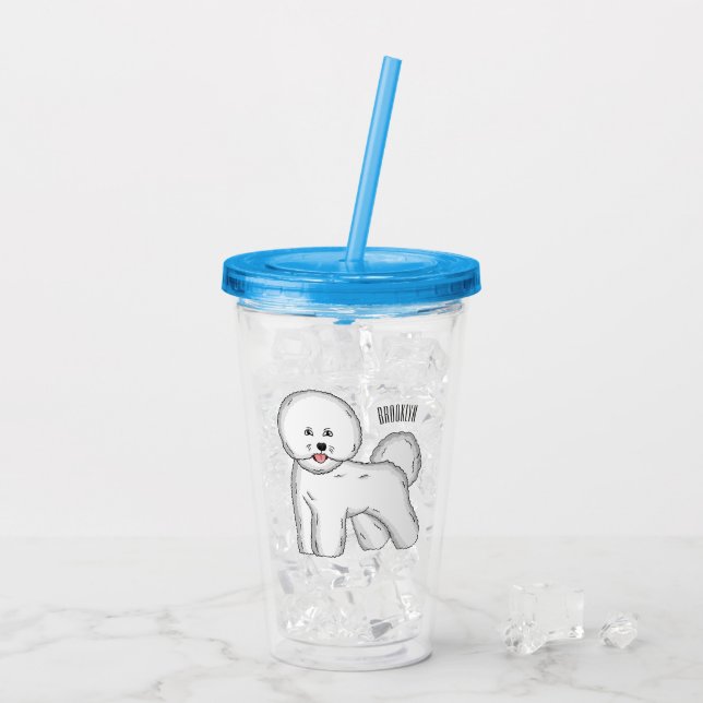 Bichon frise dog cartoon illustration acrylic tumbler (Back Ice)