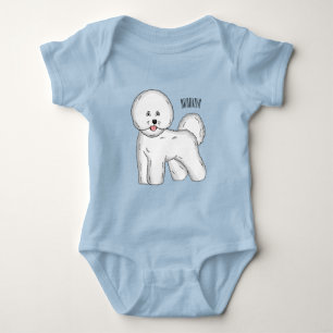 Bichon frise dog cartoon illustration baby bodysuit
